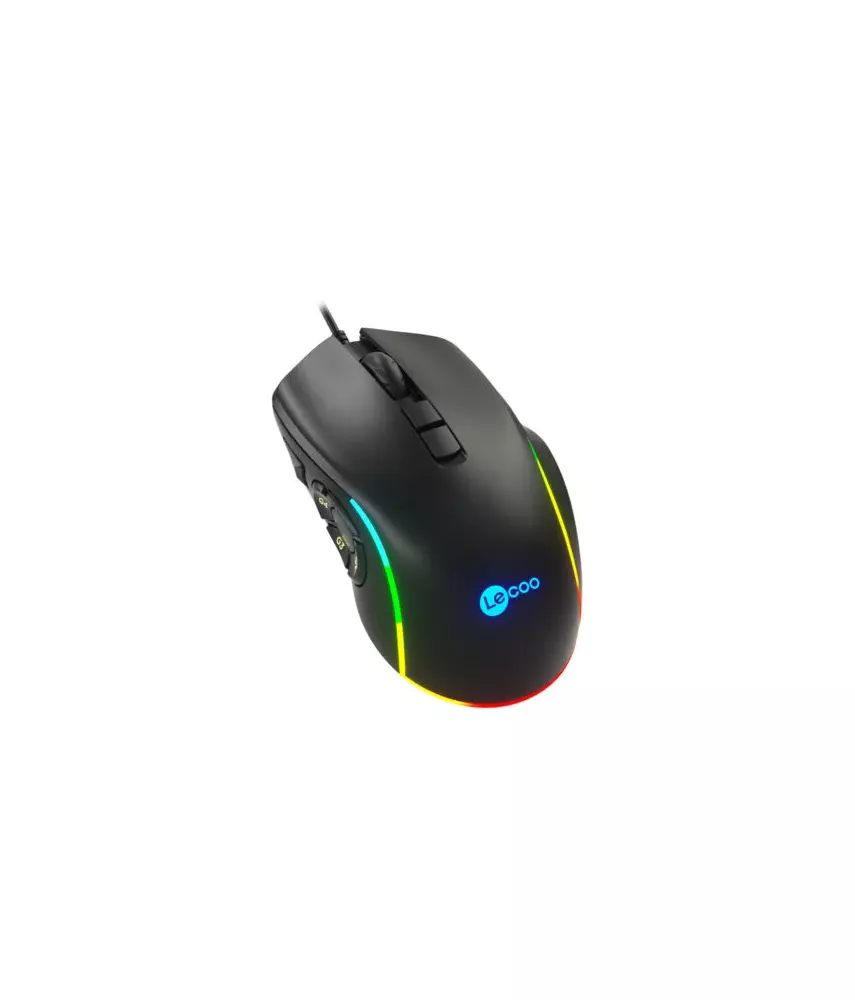 Lecoo MS140 Kablolu 10 Makro Tuşlu RGB LED Aydınlatmalı Gaming Optik Mouse Siyah