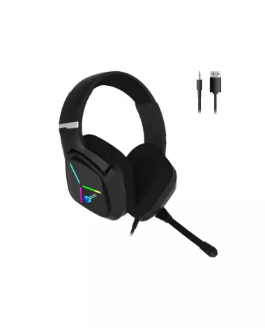 Lecoo HT406 3.5mm Jack + USB Kablolu RGB Aydınlatmalı Kulak Üstü Gaming Kulaklık Siyah